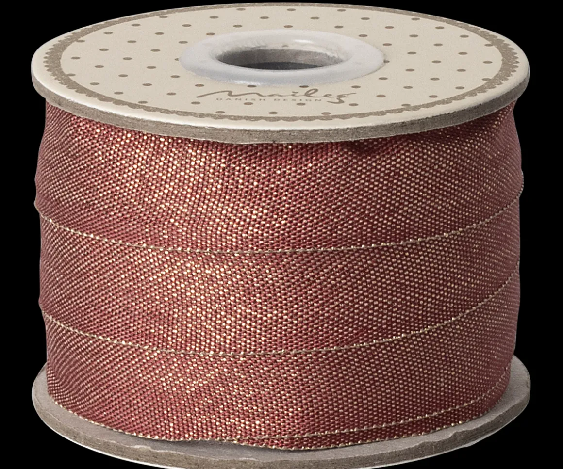 Maileg Bånd, 18 mm, 10 m - Rød/guld Online