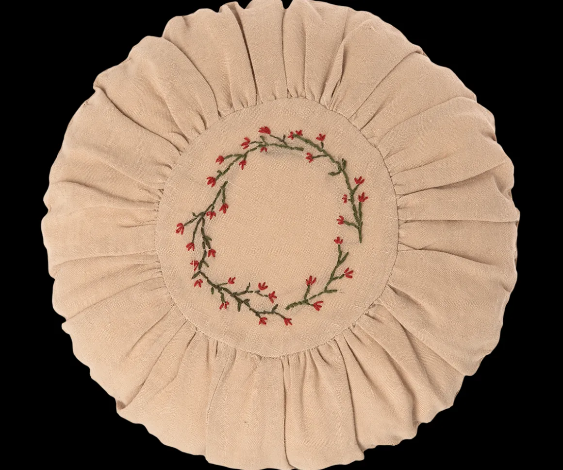 Maileg Pude, Rund - Blomster cirkel Hot