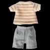 Maileg Stribet bluse og shorts, Str. 1 Hot