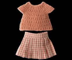 Maileg Strikket bluse og nederdel, Str. 3 Flash Sale