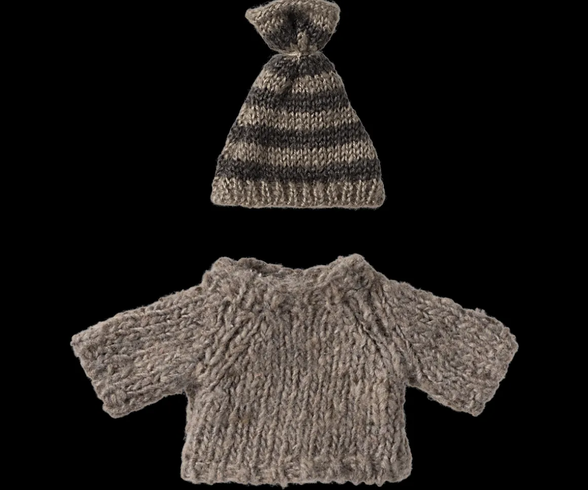 Maileg Strikket sweater og hue, Mus, Storebror Fashion